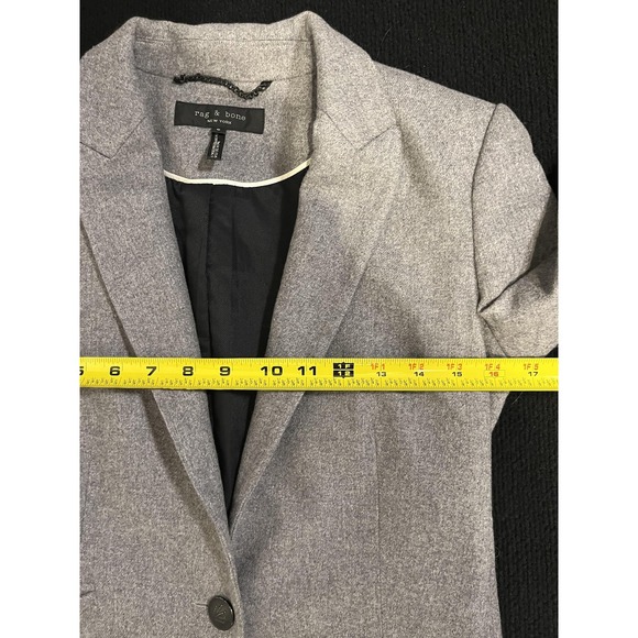 Rag & Bone Blazer Womens 0 Gray One Button Notch Lapel Lined Jacket Tailored - Picture 10 of 10